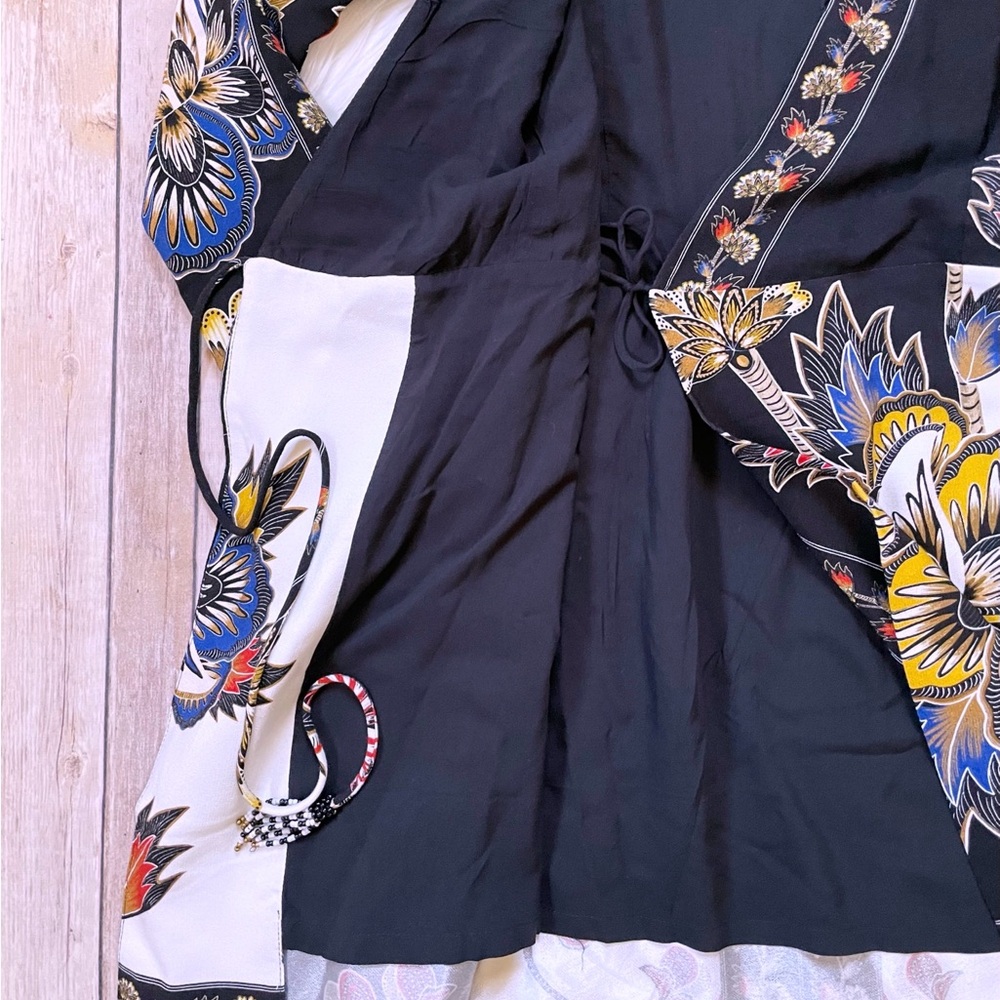Farm Rio Floral Black Wrap Mini Dress - Picture 7 of 13